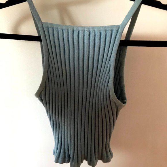 Forever 21 Baby Blue Halter Ribbed Tank - Picture 2 of 3